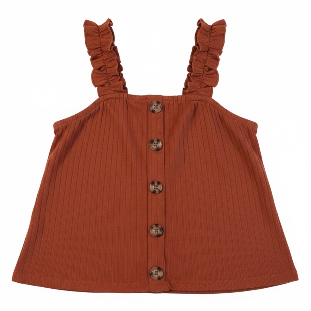 NOBO Rust Button-Front Ruffle Strap Top